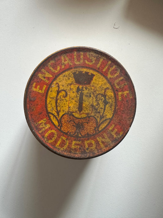 Vintage French Encaustique Moderne Tin